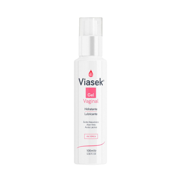 Viasek Gel Vaginal Hidratante y Lubricante Moisturizing Vaginal Gel with Hyaluronic Acid, Aloe Vera & Lactic Acid - Vegan, 100 ml / 3.52 fl oz