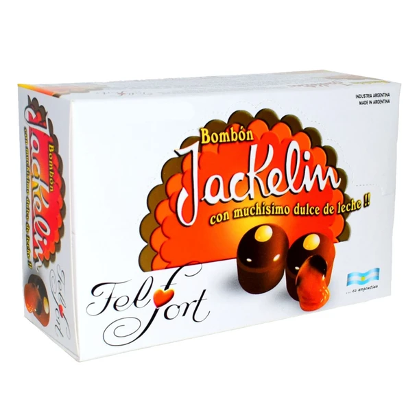 Jackelin Bombones Felfort Classic Milk Chocolate Bites Filled with Dulce de Leche, 14 g / 0.49 oz (box of 15)