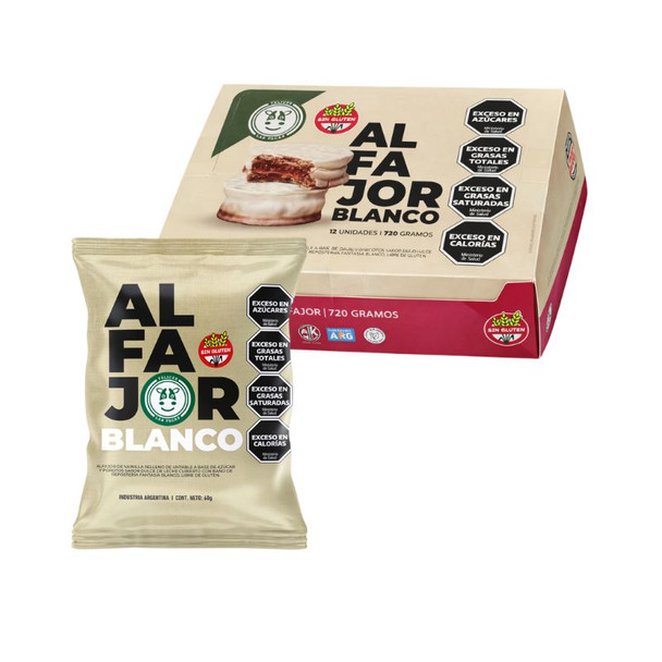 Felices las Vacas Vegan Gluten-Free Alfajor with Dulce de Leche Filling, White Coating, 720 g / 25.4 oz (box of 12)