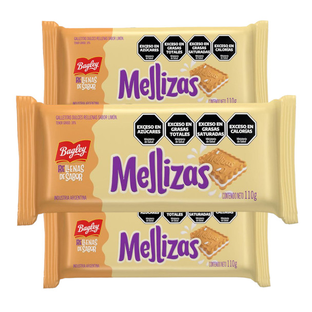 Mellizas Lemon Flavored Sandwich Cookies, 110 g / 3.88 oz (pack of 3)