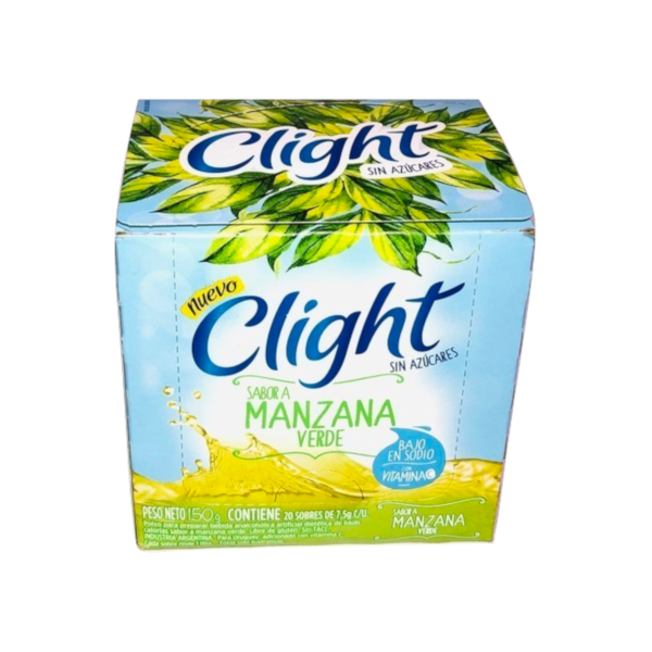 Jugo Clight Manzana Verde Powdered Juice Green Apple Flavor No Sugar, 8 g /  0.3 oz (box of 20)