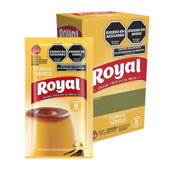 Royal Vanilla Ready to Make Flan, 8 servings per pouch, 60 g / 2.11 oz (box of 6 pouches)