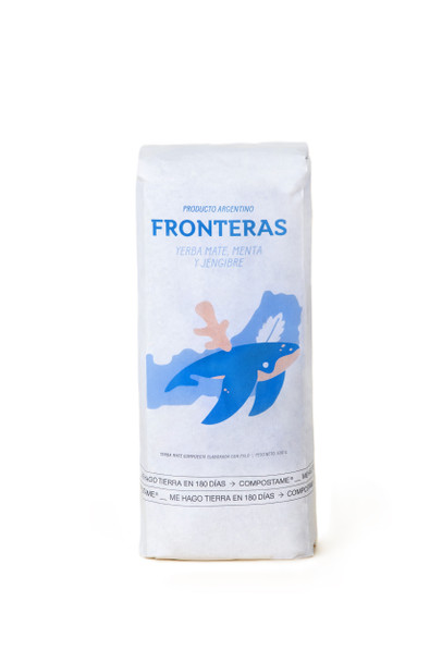 Fronteras Yerba Mate Mint & Ginger Menta y Jengibre Yerba Mate Saborizada Compostable, 500 g / 1.1 lb