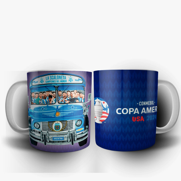 Taza Copa America Scaloneta Coffee & Tea Mug Blue Design - Ceramic Printed Cup