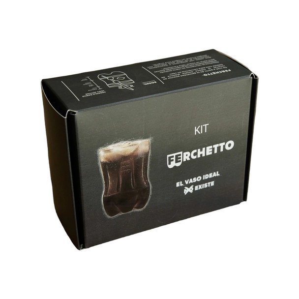 Ferchetto Gift Box Kit with 2 Glasses + 2 Stirrers + 2 Coasters - Ideal for Gifting and Mixing