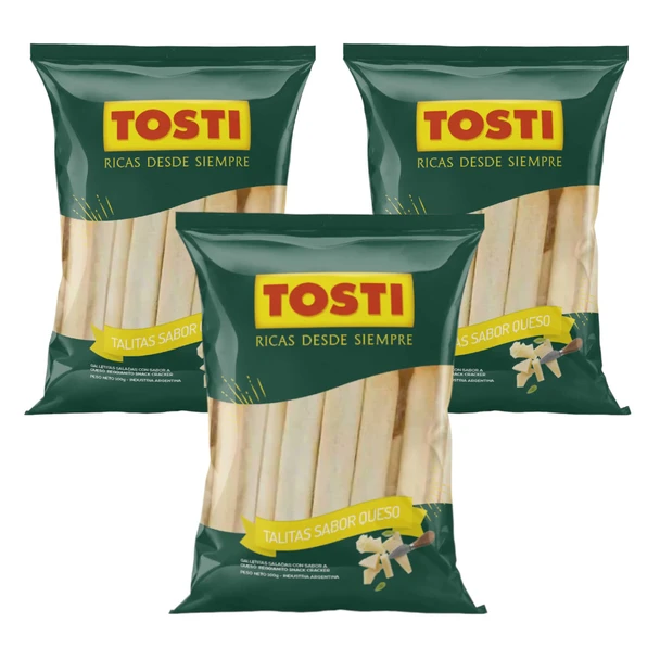 Tosti Cheese Flavored Salted Snacks Talitas Saladas Sabor Queso, 100 g / 3.5 oz (pack of 3)