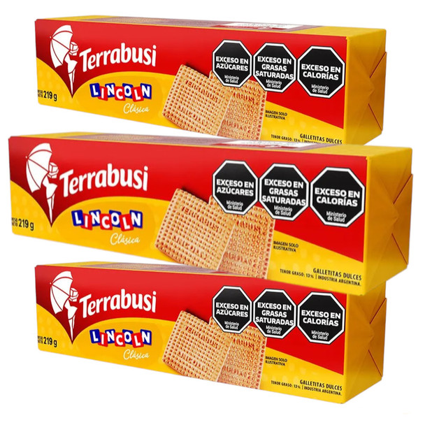 Lincoln Clásicas Terrabusi Sweet Cookies Vanilla & Sweet Lemon Flavor, 219 g / 7.7 oz (pack of 3)