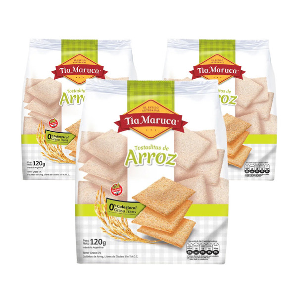 Tía Maruca Rice Crackers Gluten-Free Snacks Tostadas de Arroz, 120 g / 4.2 oz (pack of 3)