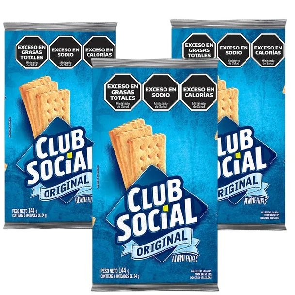 Club Social Original Salty Crackers Sixpack Horneadas, 144 g / 5.07 oz (pack of 3)