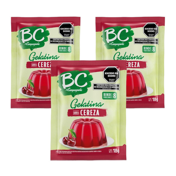 BC La Campagnola Gelatina de Cereza Cherry Flavored Gelatin, 18 g / 0.63 oz (pack of 3)