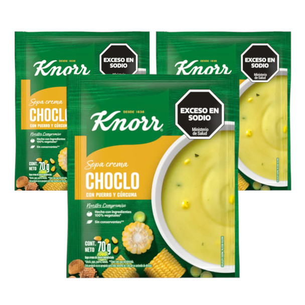 Knorr Cream Soup Corn with Leek & Turmeric, 4 Servings per Pouch, 70 g / 2.47 oz (pack of 3)