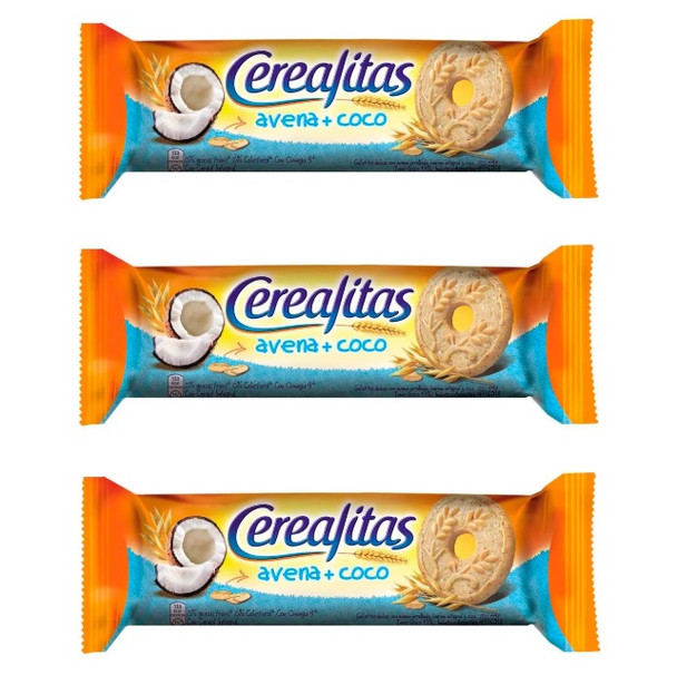 Cerealitas Integrales con Avena y Coco Whole Wheat Sweet Cookies with Oats & Coconut, 231 g / 8.14 oz (pack of 3)
