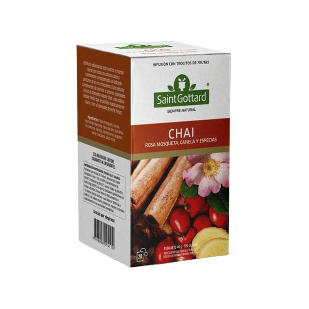 Saint Gottard Infusion Chai with Roseship Cinnamon & Spices, 40 g / 1.41 oz (box of 20 bags)