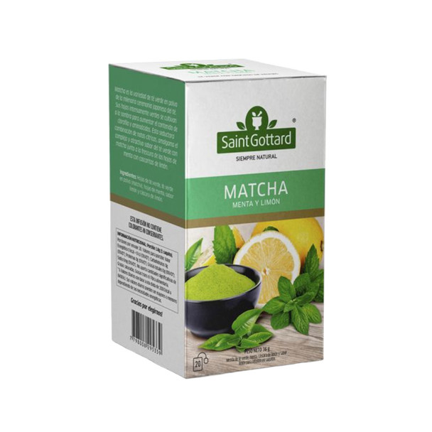Saint Gottard Infusion Matcha Peppermint & Lemon, 36 g / 1.26 oz (box of 20 bags)