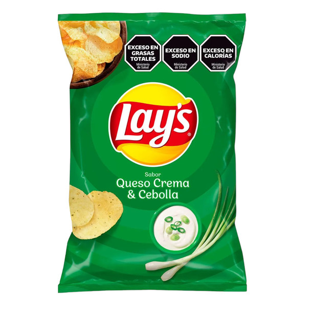 Lay's Potato Chips Creamy Cheese & Onion Flavor Papas Fritas con Sabor a Queso Crema & Cebolla, 77 g / 2.71 oz