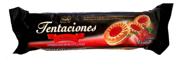 Tentaciones Galletitas de Frutilla Vanilla Cookies Filled With Strawberry Mousse,  113.5 g / 3.98 oz (pack of 3)