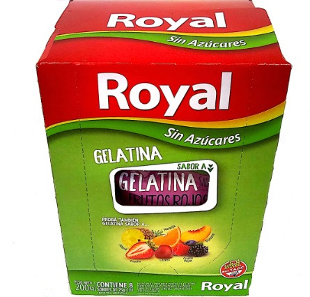 Royal Red Berries Ready to Make Light Jelly Gelatina Frutos Rojos Sin Azúcares Jell-O, 8 servings per pouch 25 g / 0.88 oz (box of 8 pouches) 