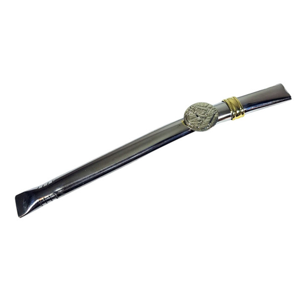 Bombilla Chata Flat Stainless Steel Straw with Horse Charm, Durable & Stylish