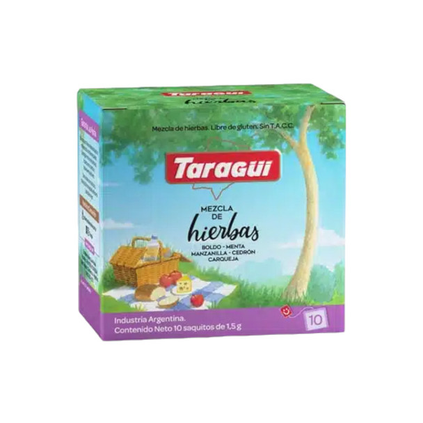 Taragüi Herbal Tea Blend - Boldo, Chamomile, Cedron, Carqueja Mezcla de Hierbas, 10 tea bags