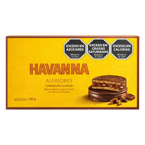 Havanna Chocolate Alfajores Filled with Dulce de Leche, 330 g / 11.64 oz (box of 6)