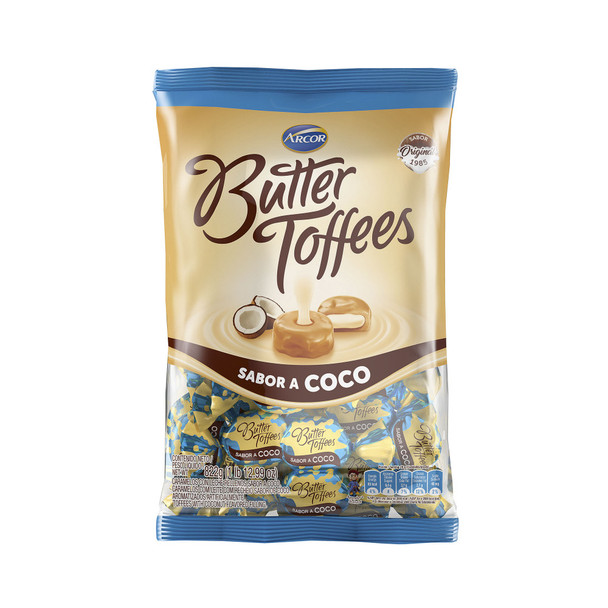 Butter Toffees Caramelos de Caramelo Suaves y Mantecosos con Relleno de Coco Bolsa de Fiesta, 822 g / 1.8 lb bolsa