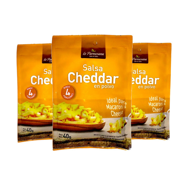 La Parmesana Cheddar Powder Mix for Cheddar Sauce Easy to Prepare, 40 g / 1.41 oz (pack of 3)