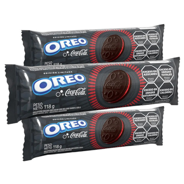Oreo Coca-Cola Limited Edition Sweet Cocoa Cookies with Coca-Cola Filling, 118 g / 4.16 oz (pack of 3)