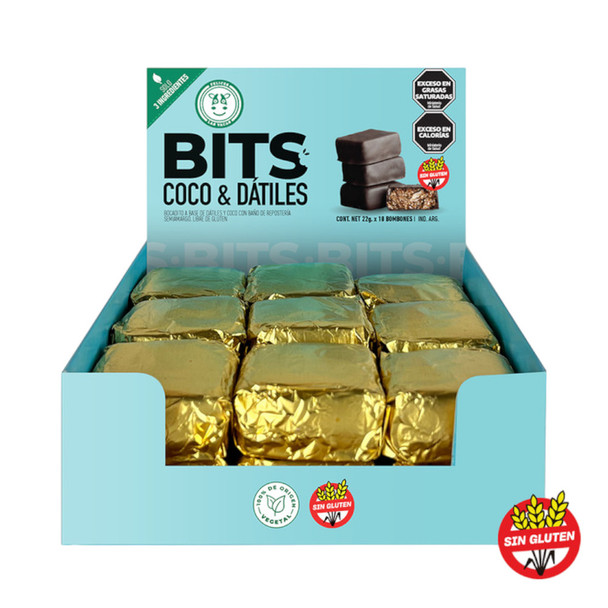 Felices Las Vacas Bits, Vegan Date & Coconut Bites with Semi-Sweet Coating, Gluten-Free, 22 g / 0.78 oz (box of 18)