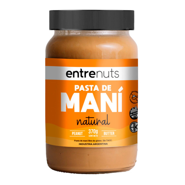 Entre Nuts Natural Peanut Butter, Creamy Spread Pasta de Maní Natural, 370 g / 13.05 oz