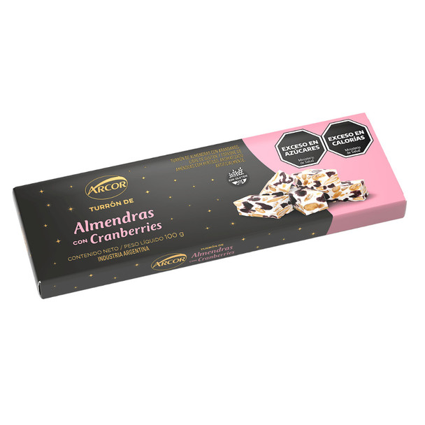Arcor Almond Nougat with Cranberries, Gluten-Free, 100 g / 3.53 oz