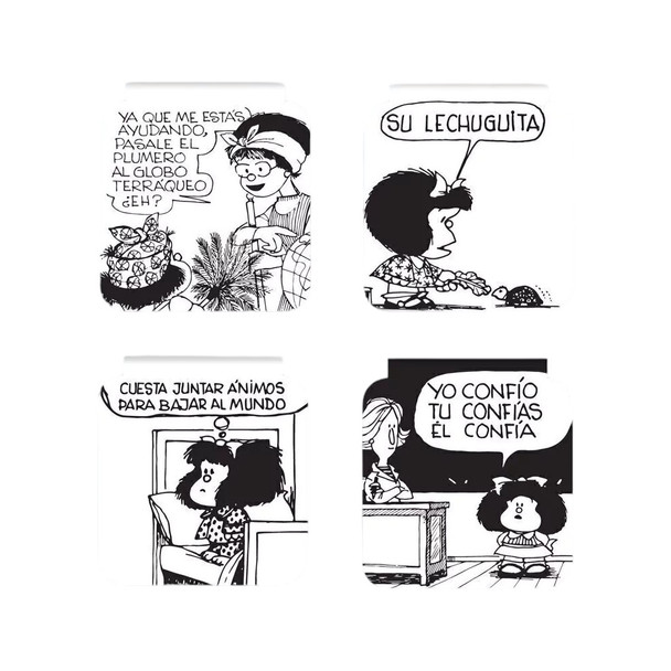 Magnetic Bookmarks Tira Lechuguita Imanes de Mafalda, Set of 4, 4 x 4 cm (1.57' x 1.57')