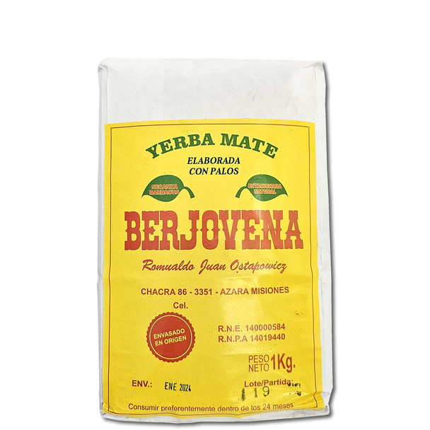 Berjovena Yerba Mate Barbacuá con Palo - Intense Smoky Flavor, 1 kg / 2.2 lb