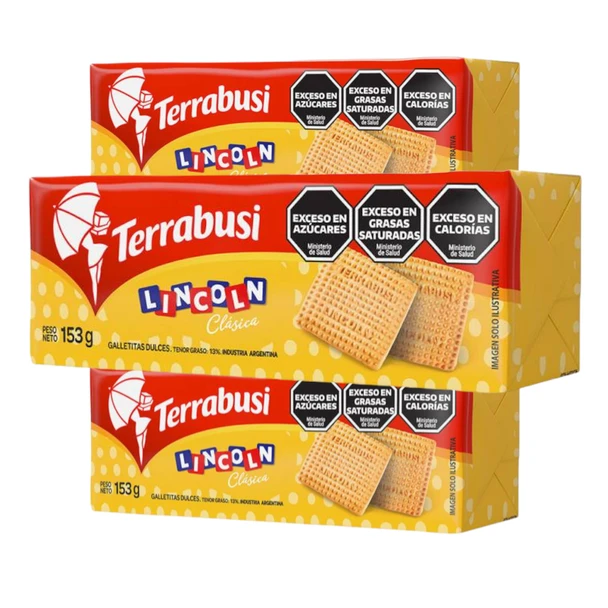 Lincoln Terrabusi Sweet Cookies Vanilla & Sweet Lemon Flavor, 153 g / 5.4 oz (pack of 3)