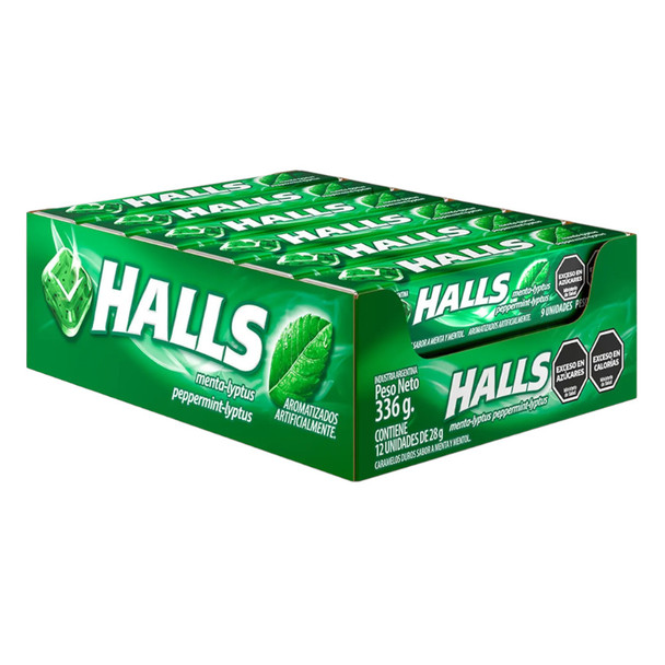 Halls Peppermint-lyptus Mint-lyptus Hard Candy, 28 g / 0.98 oz ea (box of 12)