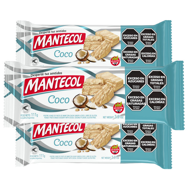 Mantecol Peanut Dessert with Cocoa & Coconut Gluten-Free, 111 g / 3.91 oz (pack of 3)