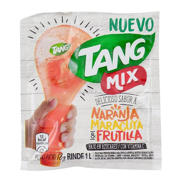 Jugo Tang Naranja, Maracuyá & Frutilla Powdered Juice Orange, Passion Fruit & Strawberry, 18 g /  0.63 oz (box of 20)