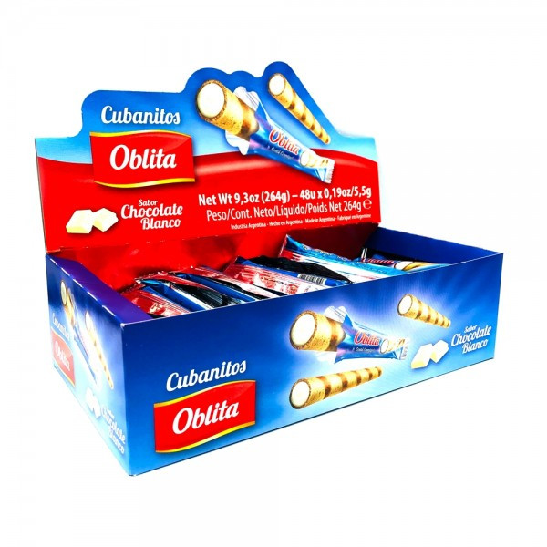Oblita Cubanitos with White Chocolate Filling, 5.5 g / 0.19 oz (box of 48)