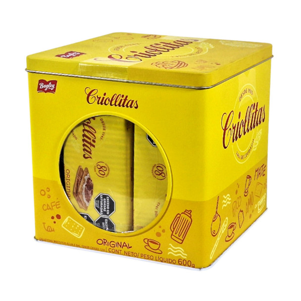 Criollitas Original Water Crackers in a Sturdy Tin for Freshness, 600 g / 21.16 oz (6 Packs of 100 g Each)