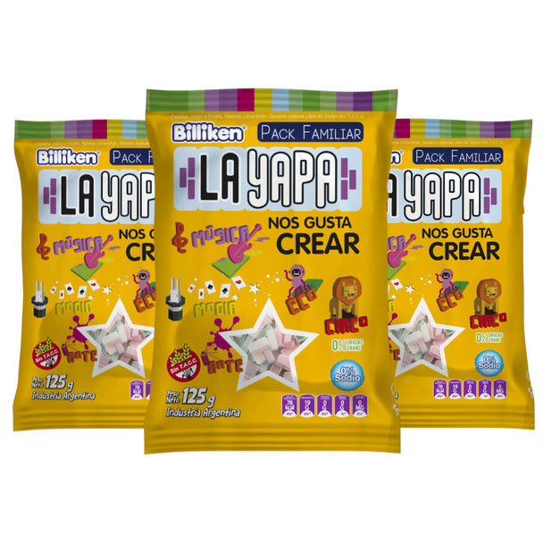 La Yapa Pastillas Hard Candy Mixed Flavors Orange, Strawberry, Lime & Peach, Gluten-Free, 125 g / 4.4 oz (pack of 3)