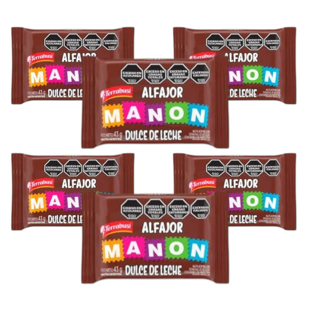 Manón Alfajor Milk Chocolate Alfajor with Dulce de Leche Filling by Terrabusi, 38.5 g / 1.35 oz ea (pack of 6)