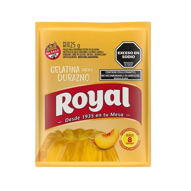 Royal Peach Flavored Gelatin Powder for Easy Desserts, 25 g / 0.88 oz Pouch