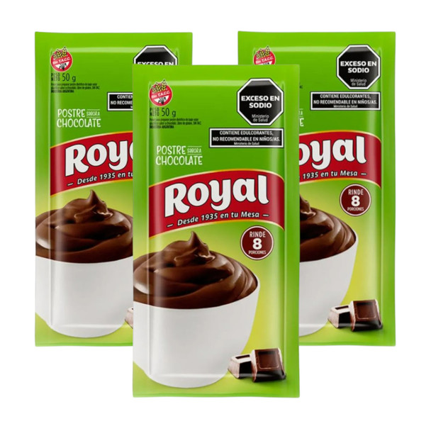 Royal Chocolate Ready to Make Light Dessert Low Sugar, 8 servings per pouch, 50 g / 1.76 oz pouch (pack of 3)