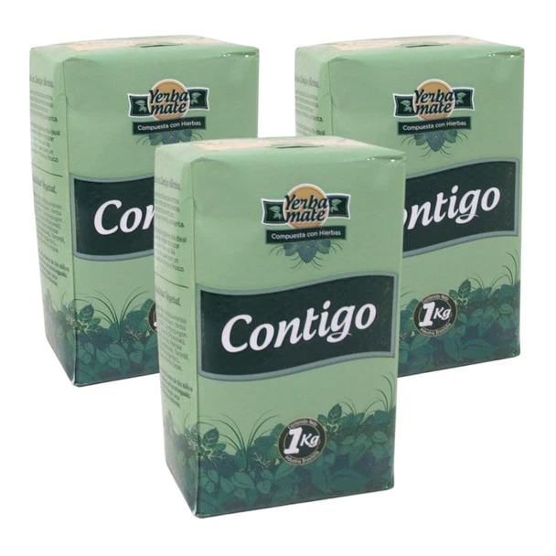 Contigo Yerba Mate with Herbs from Uruguay, 1 kg / 2.2 lb (pack of 3)
