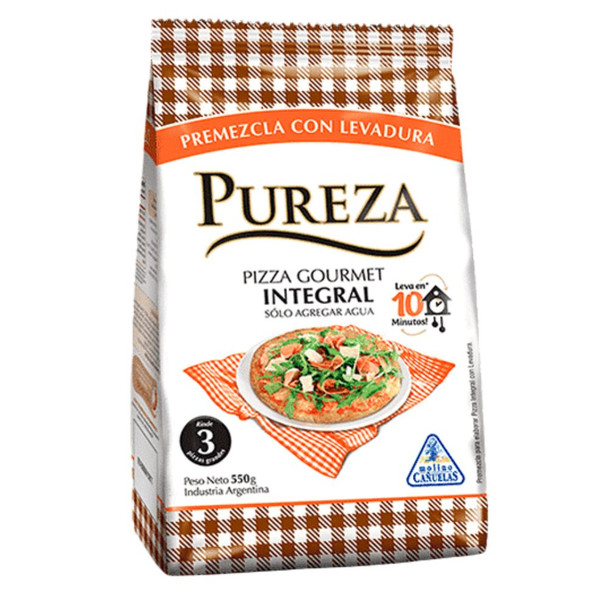 Pureza Gourmet Whole Wheat Pizza Premix, Just Add Water, 550 g / 1.1 lb