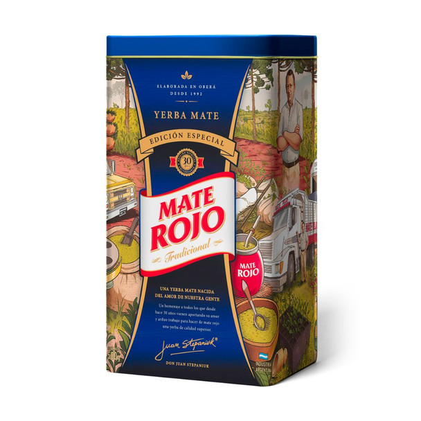 Mate Rojo Special Edition 30th Anniversary Can with Spout with Traditional Yerba Mate Included, 500 g / 17.63 oz