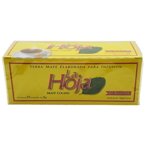 La Hoja Mate Cocido Tea Bags, Gluten-Free, 3 g / 0.10 oz (box of 25 units)