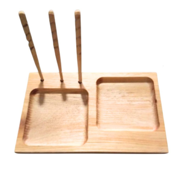 Wood Chopping Board with Sticks Perfect for Picadas Tabla de Madera con Tres Pinches.