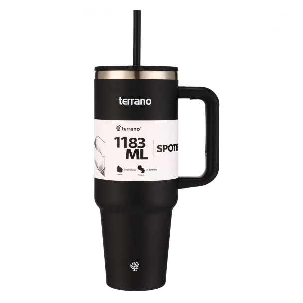 Terrano SpotieCup - 946 ml Double-Layer Stainless Steel Cup, Silicone Anti-Spill Lid, Reusable Straw, Non-Slip Base, 21.5 cm / 8.5 in (Various Colors Available)