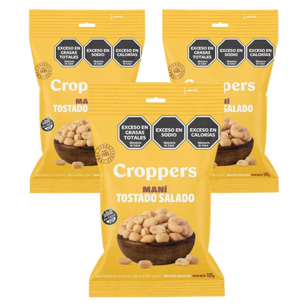 Croppers Roasted Salted Peanuts Gluten-Free, 105 g / 3.70 oz ea (pack of 3)