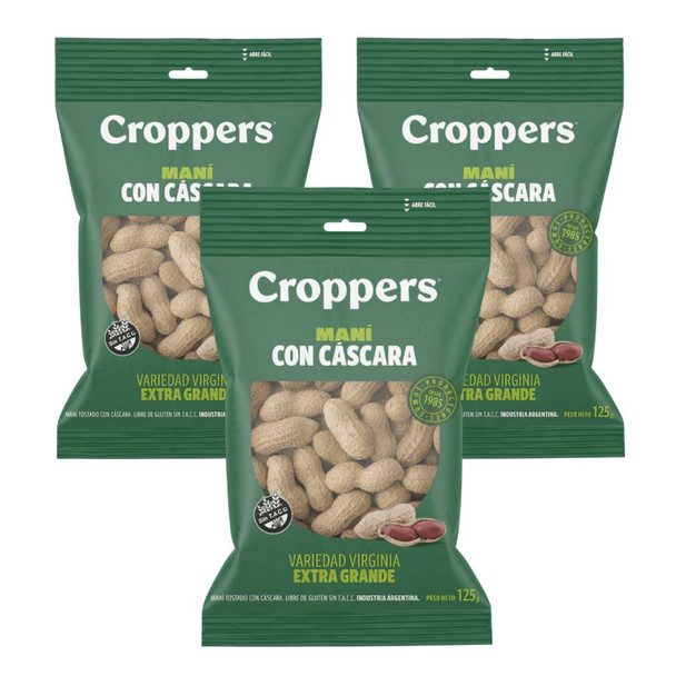 Croppers Roasted Peanuts in Shell Gluten-Free, 120 g / 4.23 oz (pack of 3)